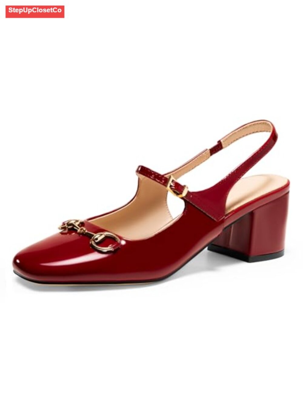 Womens Chunky Heel Mary Jane Pumps Slingback Slip On Retro Buckle Strap Shoes
